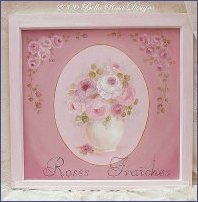 Stunning French Roses Window-Shabby Chic,Cottage,Decor,Hand Painted,Art,Hand Painted Roses,Victorian,Romantic,Vintage,Pink Roses,